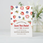 Summer Berry Sweet Baby shower Waterverf Save The Date (Staand voorkant)