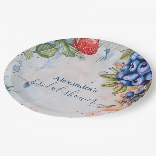 Summer Berry Sweet Strawberry Vrijgezellenfeest Papieren Bordje (Gekanteld)