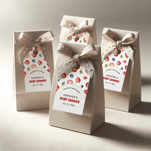 Summer Berry Sweet Waterverf Baby shower Cadeaulabel