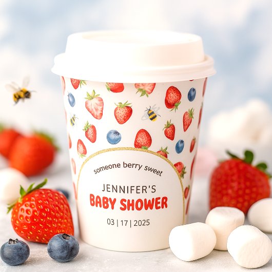 Summer Berry Sweet Waterverf Baby shower Papieren Bekers