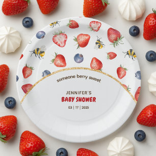Summer Berry Sweet Waterverf Baby shower Papieren Bordje