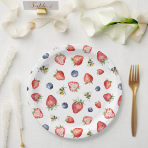 Summer Berry Sweet Waterverf Baby shower Papieren Bordje
