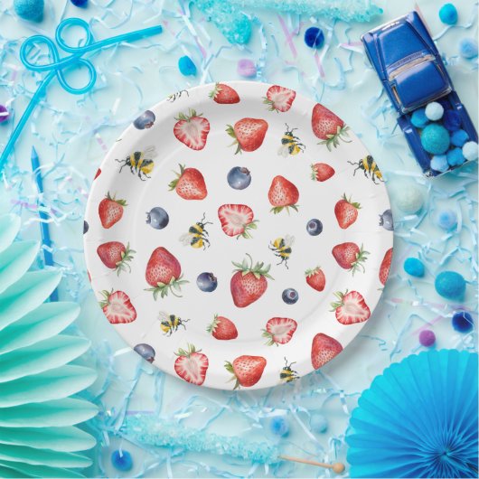 Summer Berry Sweet Waterverf Baby shower Papieren Bordje (Feest)