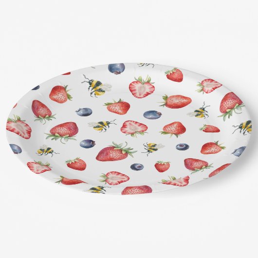 Summer Berry Sweet Waterverf Baby shower Papieren Bordje (Gekanteld)