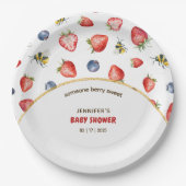 Summer Berry Sweet Waterverf Baby shower Papieren Bordje (Voorkant)