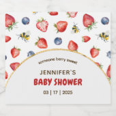 Summer Berry Sweet Waterverf Baby shower Sparkling Wijnetiket (Enkel label)