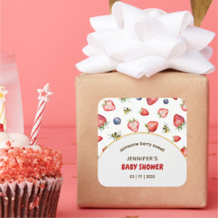 Summer Berry Sweet Waterverf Baby shower Vierkante Sticker