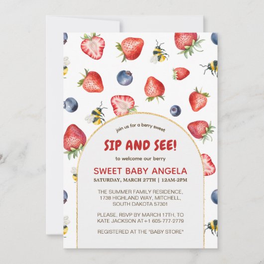 Summer Berry Sweet Waterverf Sip en See Kaart (Voorkant)