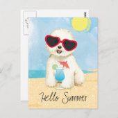 Summer Bichon Frise Briefkaart (Voorkant / Achterkant)