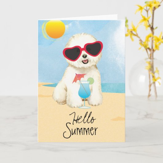 Summer Bichon Frise Kaart (Gele Bloem)