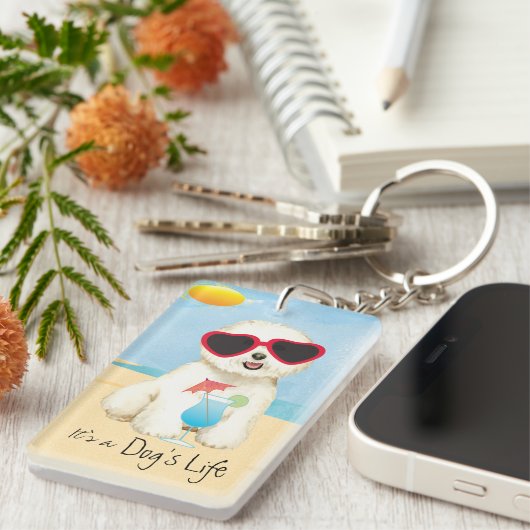 Summer Bichon Frise Sleutelhanger (Voorkant Rechts)