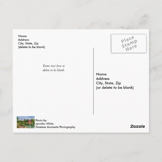 Summer bij War Eagle Briefkaart (Achterkant)