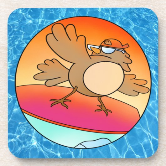 Summer Bird Surfer Bier Onderzetter (Voorkant)