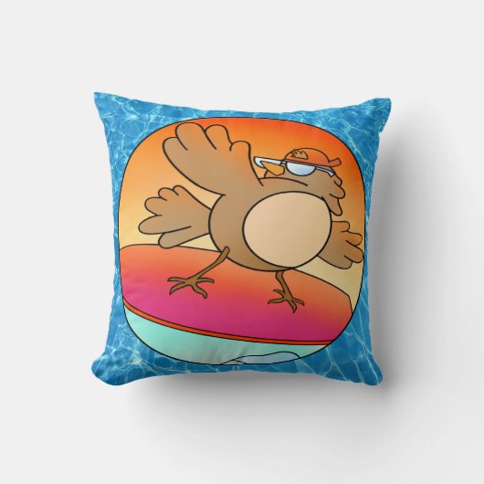 Summer Bird Surfer Cushion Kussen (Voorkant)