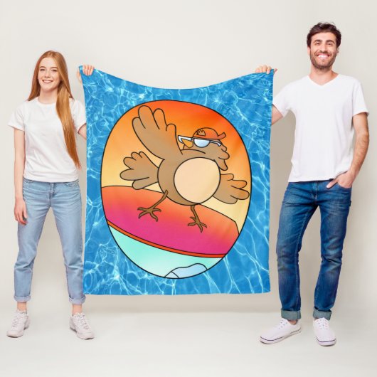 Summer Bird Surfer Fleece Blanket (In situ)