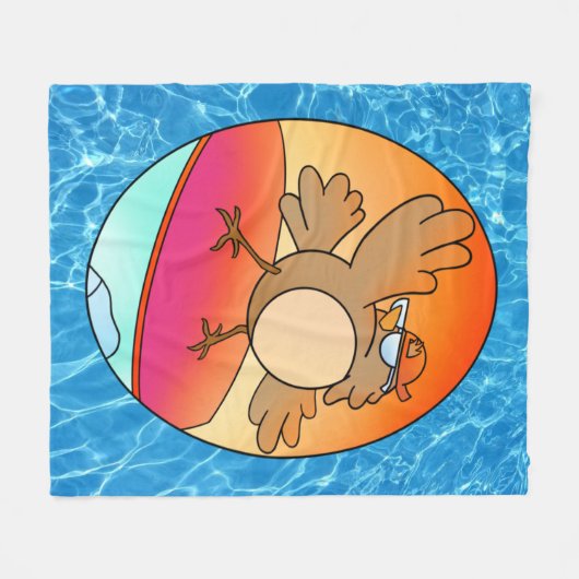 Summer Bird Surfer Fleece Blanket (Voorkant (Horizontaal))