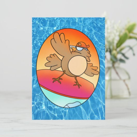 Summer Bird Surfer Kaart (Staand voorkant)