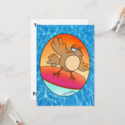 Summer Bird Surfer Kaart (Voorkant / Achterkant in situ)