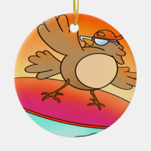 Summer Bird Surfer Keramisch Ornament