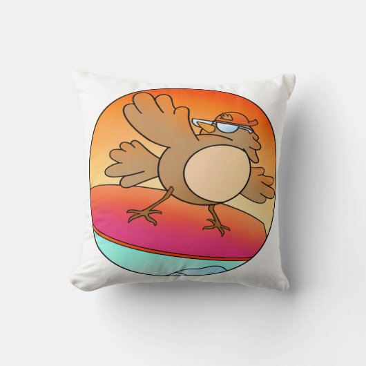 Summer Bird Surfer Kussen (Voorkant)