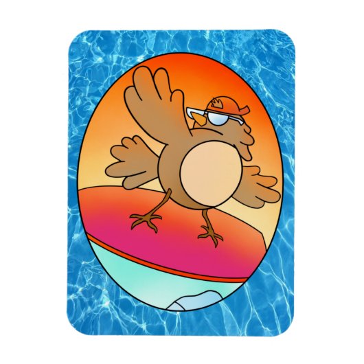 Summer Bird Surfer Magnet Magneet (Verticaal)