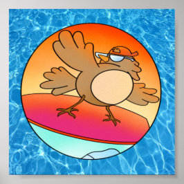 Summer Bird Surfer Poster