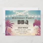 Summer Birthday BBQ Palm Tree String Lights Kaart (Voorkant)