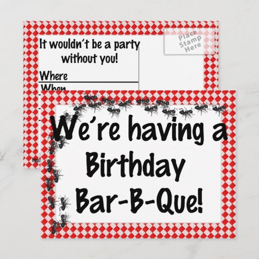 Summer Birthday BBQ Uitnodiging (Voorkant / Achterkant)