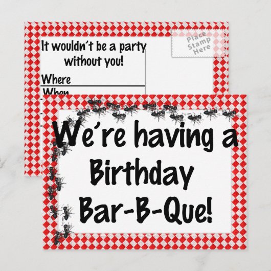 Summer Birthday BBQ Uitnodiging Briefkaart (Voorkant / Achterkant)