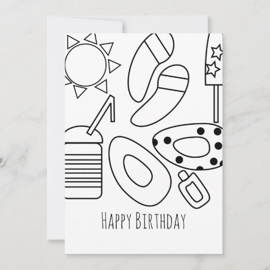 Summer Birthday Black White Kaart (Voorkant)