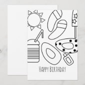 Summer Birthday Black White Kaart (Voorkant / Achterkant)