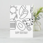 Summer Birthday Black White Kaart (Staand voorkant)