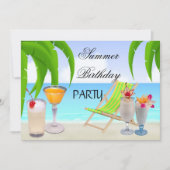 Summer Birthday Cocktails Tropical Beach Kaart (Voorkant)
