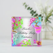 Summer Birthday Colorful Cocktail Kaart (Staand voorkant)
