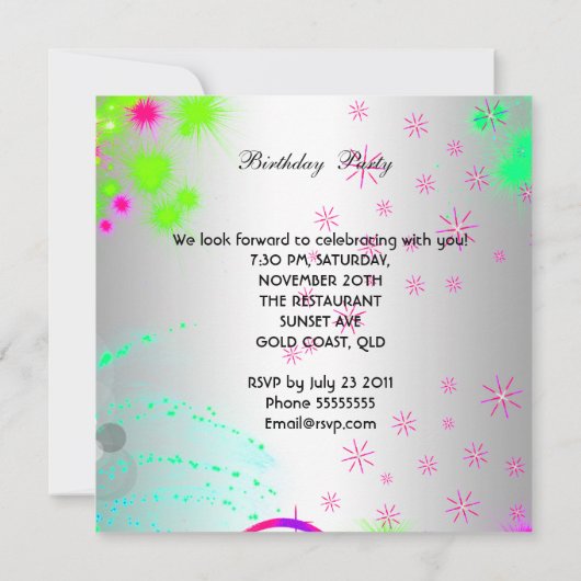 Summer Birthday Colorful Cocktail Kaart (Achterkant)