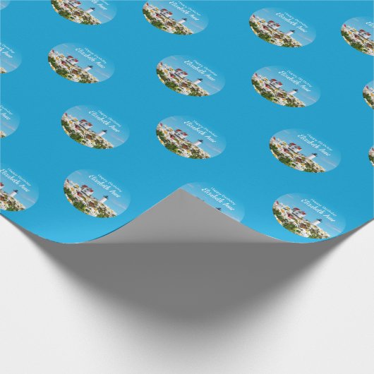 Summer Birthday Nubble Maine Lighthouse Cadeaupapier (Hoek)