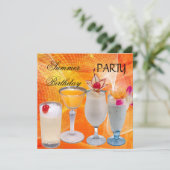 Summer Birthday Party Cocktails Tropical Kaart (Staand voorkant)