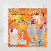 Summer Birthday Party Cocktails Tropical Kaart (Voorkant)