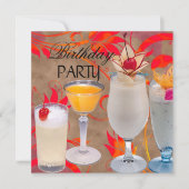Summer Birthday Party Cocktails Tropical Kaart (Voorkant)