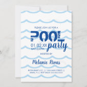 Summer Birthday Pool Party Blue Waves Patroon Kaart (Voorkant)