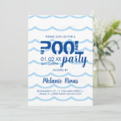 Summer Birthday Pool Party Blue Waves Patroon Kaart (Staand voorkant)