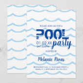 Summer Birthday Pool Party Blue Waves Patroon Kaart (Voorkant / Achterkant)