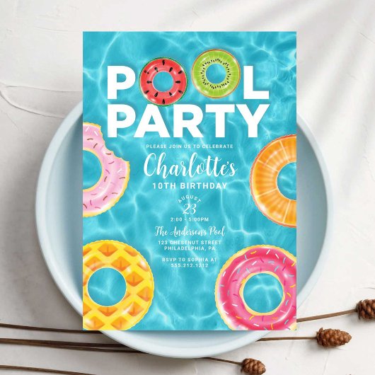 Summer Birthday Pool Party Invitation Kaart