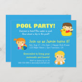 Summer Birthday Pool Party Invitations Kaart (Voorkant / Achterkant)