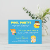 Summer Birthday Pool Party Invitations Kaart (Staand voorkant)