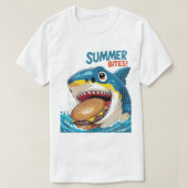 Summer Bites – Shark Blue T-shirt (Design voorkant)