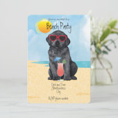 Summer Black Lab Beach Party Invitation Feestdagenkaart (Staand voorkant)