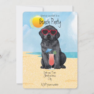 Summer Black Lab Beach Party Invitation Feestdagenkaart