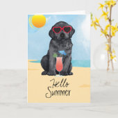 Summer Black Lab Kaart (Gele Bloem)