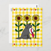 Summer Black Labrador met zonnebloemen Briefkaart (Voorkant / Achterkant)